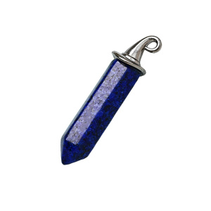 Lapis Lazuli Hexagonal Prism GunBlack Wizard Cap Pendant for DIY Making Jewelry