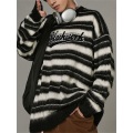 Custom Crew Neck Black And White Striped Sweatshirt