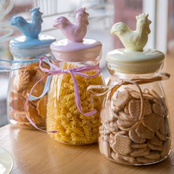 Kính Cookie Jar với gốm sứ nắp nút chai