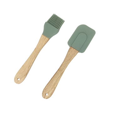 Premium Quality Heat-Resistant Kitchen Utensil Set: Food-Grade Silicone Spatula and Brush with Wooden Handle - Perfect for Easy Cleaning and Personalized Use