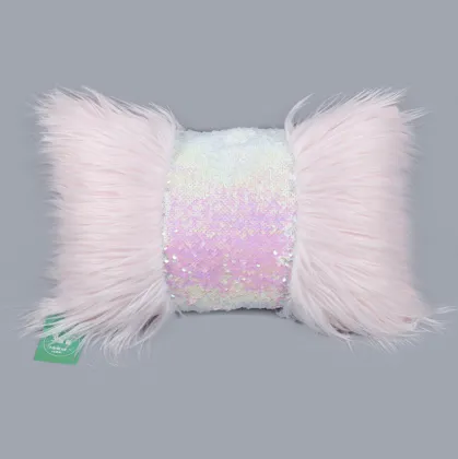 Ins long hair stitching sequined waist pillow