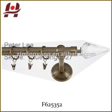 F625352 metal iron aluminium stainless steel brass telescopic aluminum adjustable crystal curtain finial
