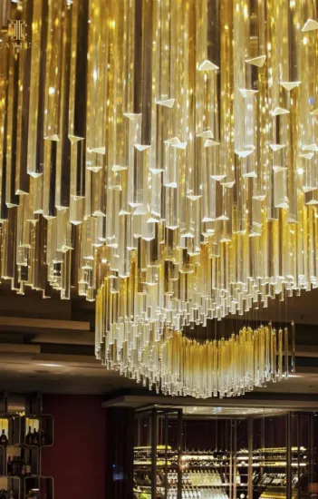 Big gold flush chandelier for lobby