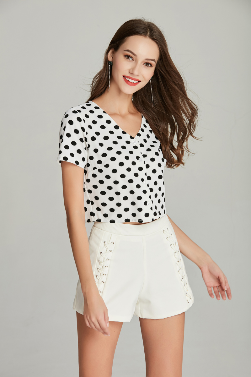ladies preinted crepe blouse