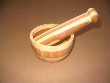 bamboo mortar with pestle set