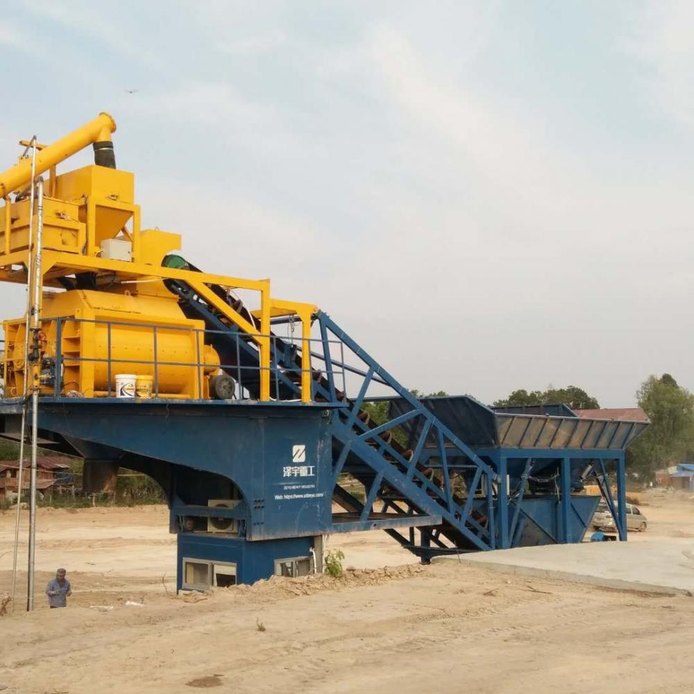 YHZS35 mobile concrete batching plant in Pakistan