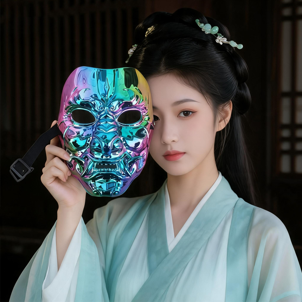 Iridescent Chinese Demon Full Face Mask