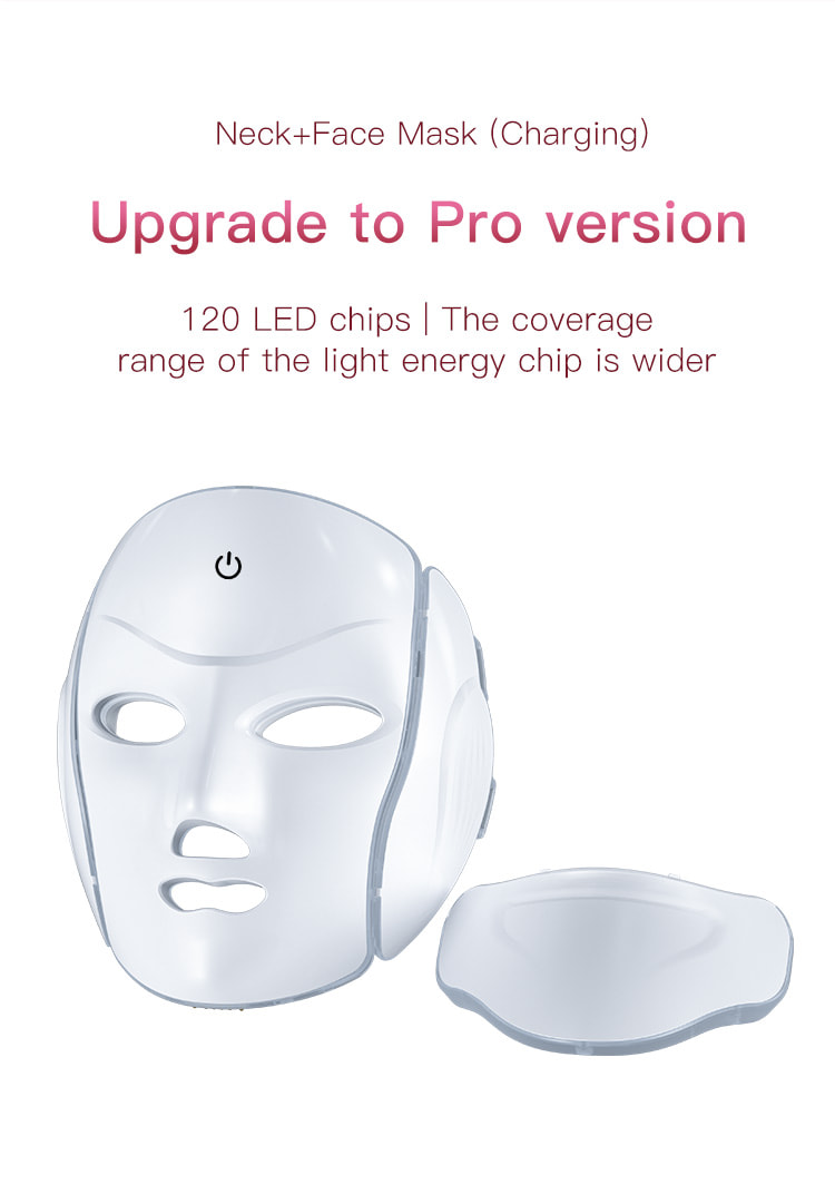 LED light therapy face mask with neck coverage