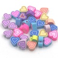 Heart design raw clay beads rainbow color