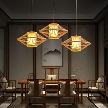 Handmade Wicker Hanging Lamps - Natural Bamboo Weaving Retro Pendant Lights
