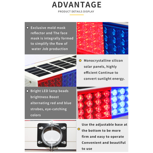 LED Red Blue Strobe Solar Flashing warning light