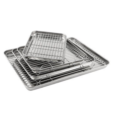 Stainless Steel BBQ Baking Baki dengan Rak Pendingin