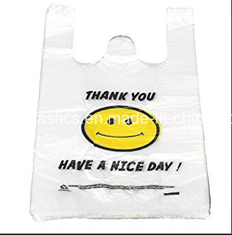 HDPE Smile Face Plastic T-Shirt Shopping Bag with Printing