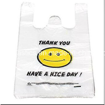 HDPE Smile Face Plastic T-Shirt Shopping Bag with Printing