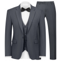 WYWK Men's 3-Piece Suit Prom Wedding Set-Dark Grey-XXS
