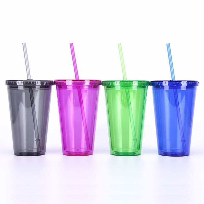 Double plastic cup with round lid