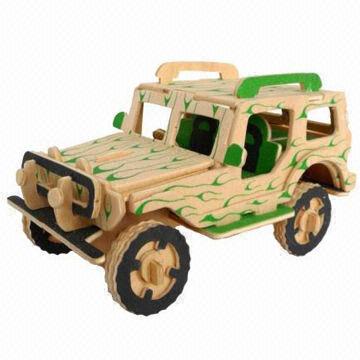 DIY 3D Wooden Puzzle, Woodcraf Jeep, Made of Eco-friendly Plywood