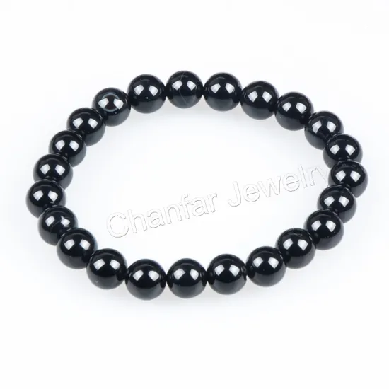 Natual 8mm Black agate beads elastic bracelet for woman and man jewelry