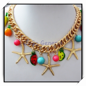 Mix Melon Corn 14 Karat Gold Starfish Pendants Chain Necklace Jewelry