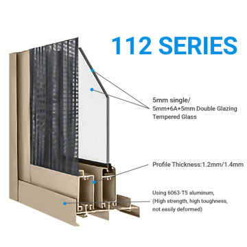 Aluminum Alloy Three Track Exterior Sliding Glass Doors