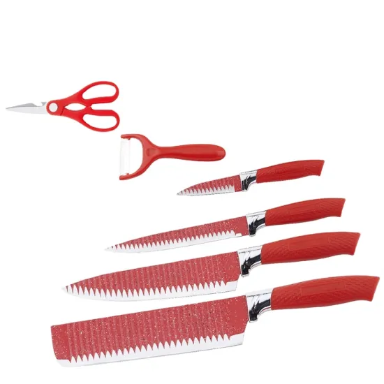 OEM Factory Stainless Steel 6-Piece Nonstick Coated Black Knife Set