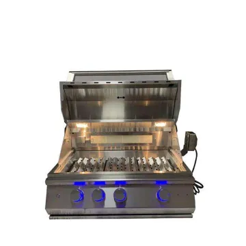 Premium Ss304 Grill Multifunction Kitchen Built-in Gas Charcoal Double Use Burner Bbq Grill With Rotisserie