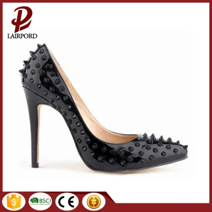 pink stiletto heel rivet ladies genuine shoes