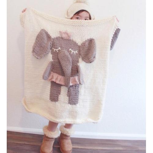 Crochet Cotton newborn blanket with elephant