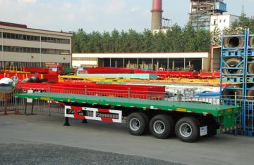 50T Tri-Axle 플랫 베드 - 세미 트레일러