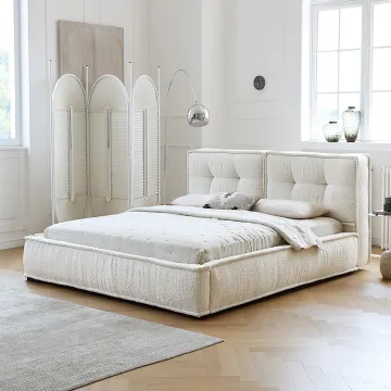 Fabric tufted bed super king size bedroom