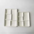 Biologisch abbaubare 5 Kompartiment weiße Bagasse -Platten