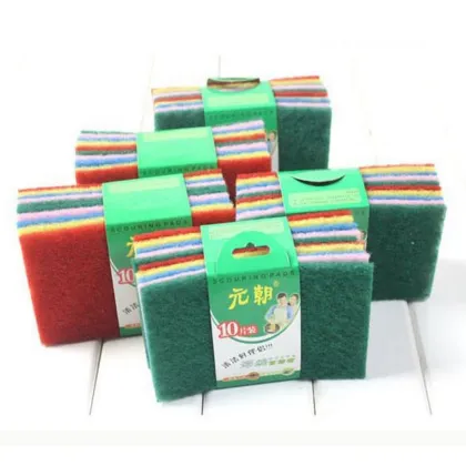 10pcs NEW Kitchen Home Scouring Scour Scrub Cleaning Pads Random Color 1set Sponges Brush