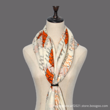 Soft Wool Flower Printing Spring Autumn Lady Scraf