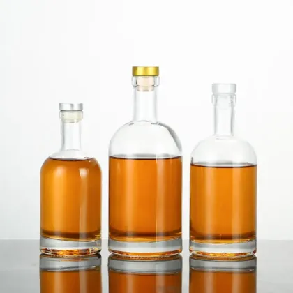 Round 750ml Glass Vodka Liquor Bottle with Cork