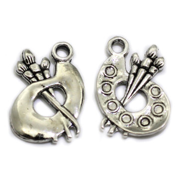 17mm Legering Charm Art Borstel En Palet Charms Voor Ketting Oorbel Armband Hanger Sieraden Maken: