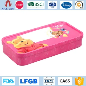 Cheap Wholesale Stylish Kids Metal Tin Stationery Pen Pencil Box Custom Printed Teenagers Plain Beautiful Tin Pencil Case