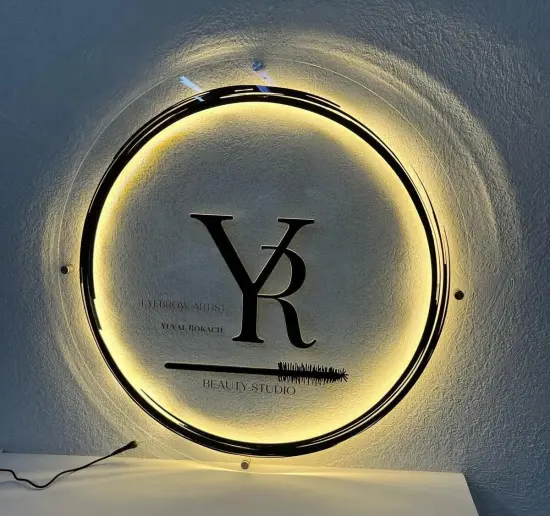 Custom Acrylic Backlit Business Signs: Logo, Store Name, LED, Metal Outdoor Light for Office, Salon, Bar