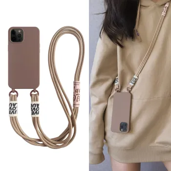 Korea-Style Liquid State Silicone Cover: Durable Phone Case for iPhone 13 Mini, 12, 11 Pro Max, and 14 Pro Plus with Crossbody Lanyard