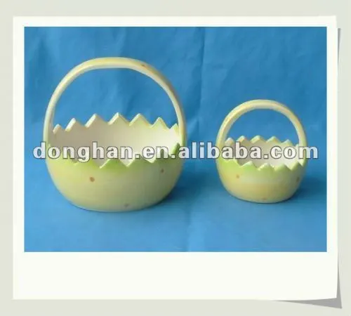 ceramic basket shaped egg holder