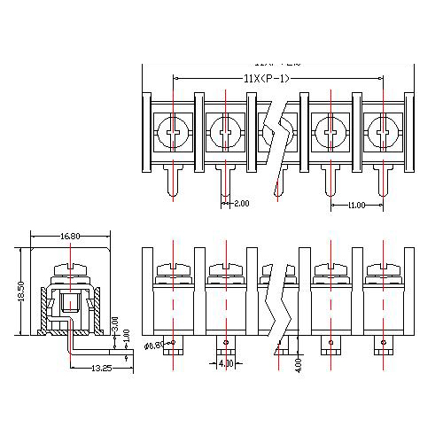 AT865-11.0XXX-D Barrier Terminal Block Pitch11.0mm 