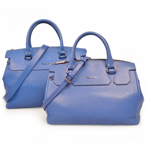 Borsa tote metallizzata blu Market in pelle martellata