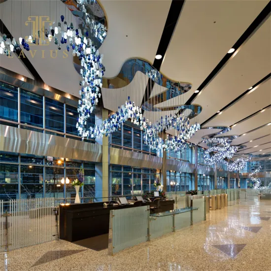 Large Custom Project Royal Blue Hotel Lobby Chandelier