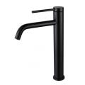Stainless-steel matte black single handle tall basin faucet
