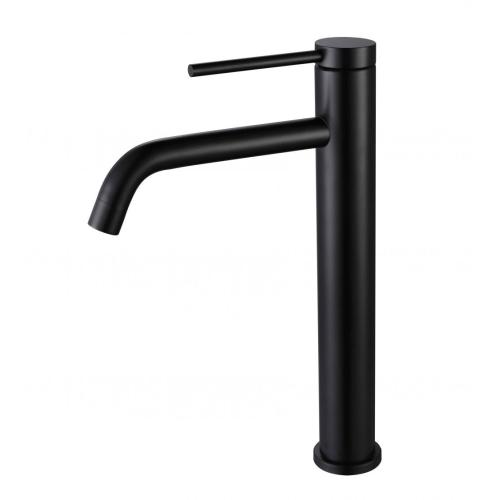 Matte Black Tall Basin Faucet Stainless-steel matte black single handle tall basin faucet Manufactory