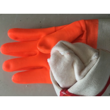 Fluorescent orange pvc coated gloves anti-cold