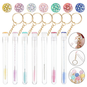 Hot Selling Private Label Mini Eyelash Spoolies Lash Brush Keyring