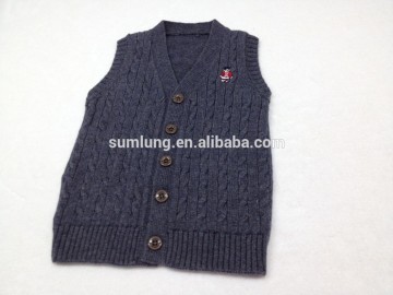 2014 New Baby Boy Cashmere Wool Vest Cute Bear Style With Exquisite Button Grey