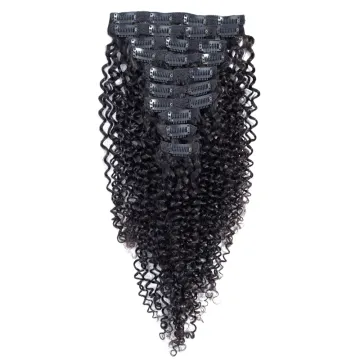 Wholesale Full Head Kinky Curly Clip In 100% Human Hair Extensions