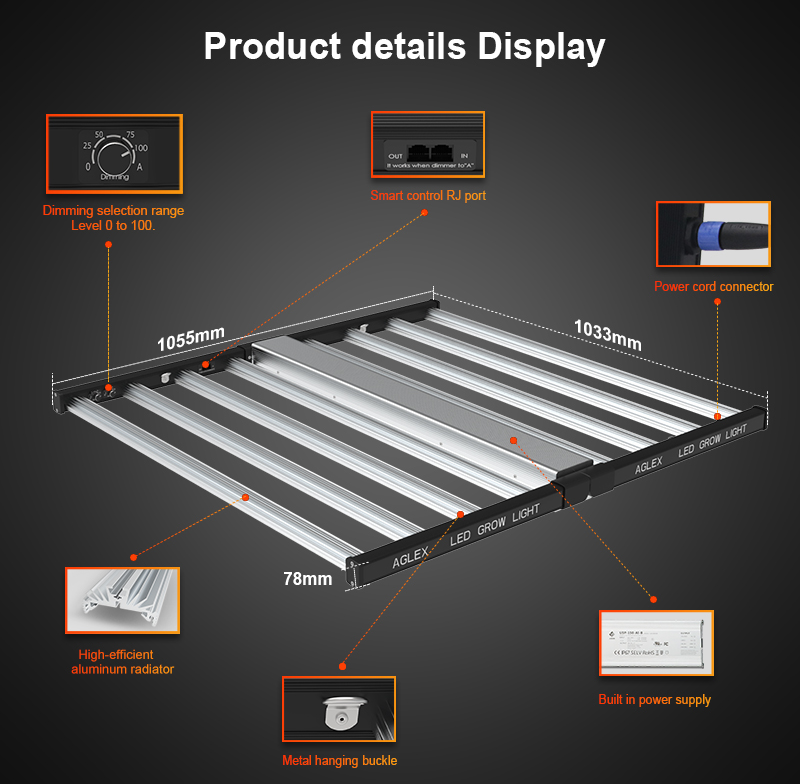 Aglex LED tumbuh ringan 1000W rumpai tumbuh