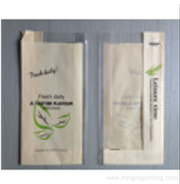 oil proof with film window flat paper bag